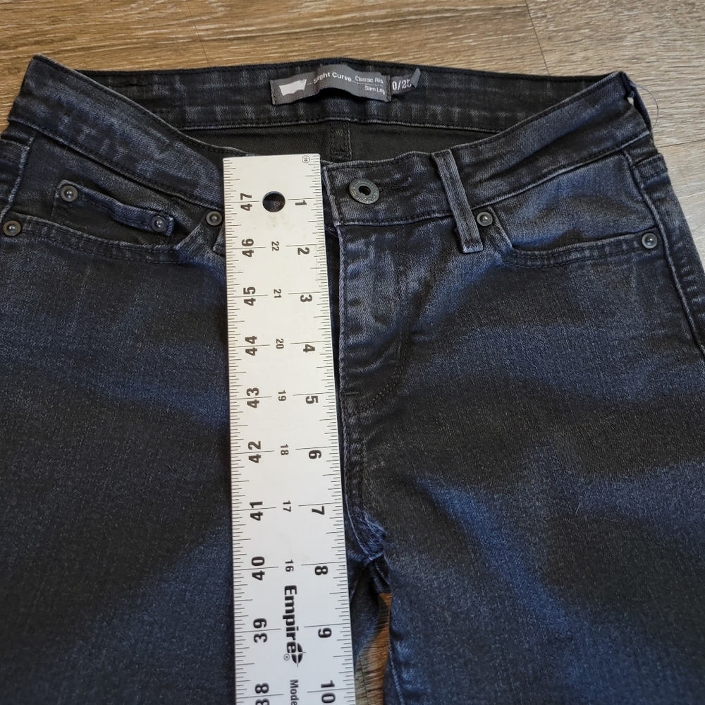 LEVIS Size 0/25 Black  Demi Curve Jeans Modern slim leg clasic rise  good condit - Picture 5 of 11